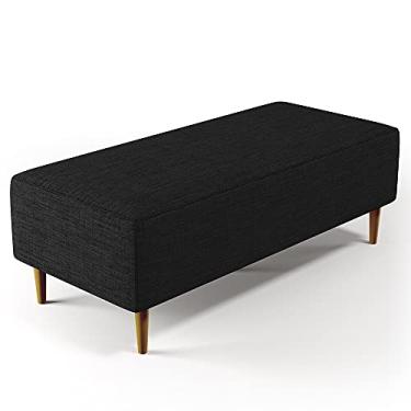 Imagem de Puff Decorativo Sala de Estar Bali W01 Pés Palito 120x50 cm Linho Chumbo - Lyam Decor