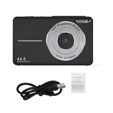 Imagem de YOZUMD Câmera digital, câmera digital 1080P para crianças, câmeras de vídeo de 44 megapixels alimentadas por USB, ponto antivibração e câmera de tiro com zoom digital 16X para meninos, menina Preto