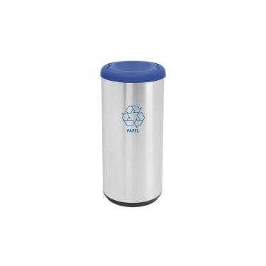 Imagem de Lixeira Inox Tramontina Piemonte Cápsula Selecta Plus Basculante Scotch Brite Azul 40 L Tramontina