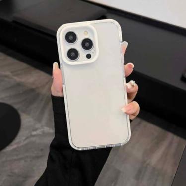 Imagem de Capa de telefone de cor fluorescente para iPhone 11 Pro Max 12 13 14 Pro Max 14 Plus Candy Color transparente à prova de choque capa traseira de silicone macio, branca, para iPhone 13 Pro