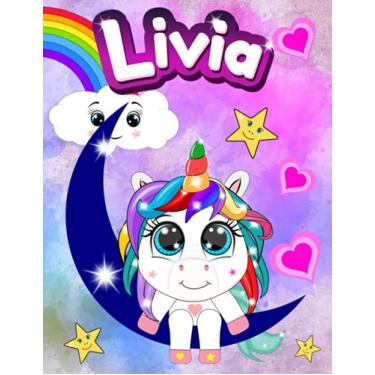 Imagem de Quaderno con Baby Unicorno - Livia: Quadernone a quadretti con Unicorni ed Arcobaleno per Bambine - Le Pagine sono numerate con quadretti da 5mm e ... Notebook per scrivere e fare i compiti