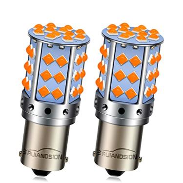 Imagem de Ruiandsion 2 peças 1156 luzes de seta LED amarelas BA15S 7506 1003 1141 P21W 10-60V 3030 42SMD Chips Lâmpadas LED para carros, caminhões, sem polaridade