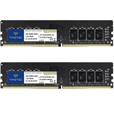 Imagem de Timetec Kit de 64 GB (2 x 32 GB) DDR4 3200 MHz (ou 2933 MHz ou 2666 MHz) PC4-25600 Non-XMP CL22 1.2V Non-ECC Unbuffered 2Rx8 Dual Rank 288 pinos UDIMM Desktop PC computador memória RAM atualização