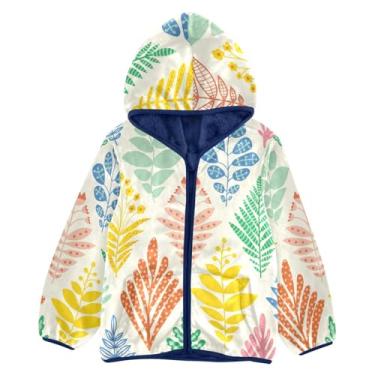 Imagem de KLL Ikat Flor losango Damasco Contemporâneo Menino Casaco de Lã com Capuz Meninos Agasalhos Exterior Azul Marinho Bebê Menina Moletom com Zíper 3T, Ikat Flor losango Damasco Contemporâneo, 7-8 Anos