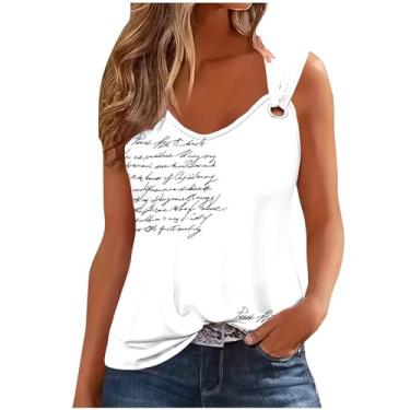 Imagem de Camisetas femininas folgadas longas sem mangas alças finas verão outono 2024 moda, Y-373 Branco, G