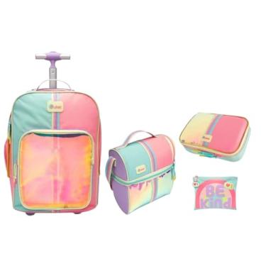 Imagem de Kit Mochila Grande De Rodinha Color Block Holográfica Puket