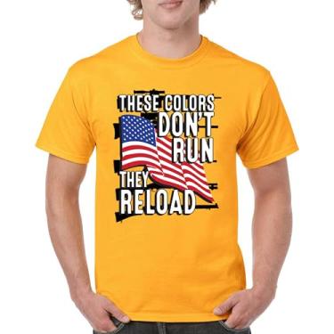Imagem de Camiseta masculina These Colors Don't Run They Reload 2nd Amendment 2A Don't Tread on Me Second Right Bandeira Americana, Amarelo, 3G