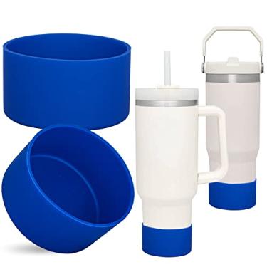 Imagem de QIANHAI Botas de silicone para copo Stanley Quencher Adventure 1,13 l com alça e Stanley IceFlow 850 g, 590 ml, manga inferior de garrafa protetora, acessórios antiderrapantes para garrafa de água esportiva (2 azul-escuro)