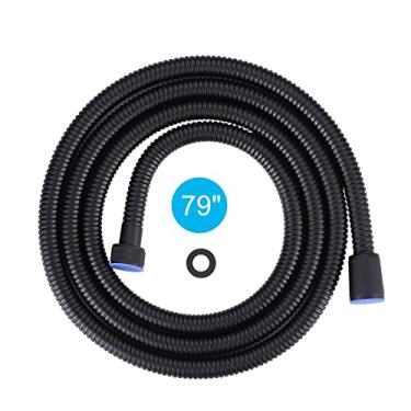 Imagem de Aleasha Mangueira de chuveiro com acabamento preto fosco, mangueira de chuveiro extra longa de aço inoxidável SUS 304 de 199 cm, mangueira de substituição de cabeça de chuveiro de mão para limpeza de banho de animais de estimação..