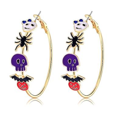Imagem de YAHPERN Brincos femininos de Halloween, Ação de Graças, outono, Natal, brincos de argola festivos, roupas de festa, bijuterias, presentes, Zinco, Sem Pedra Preciosa