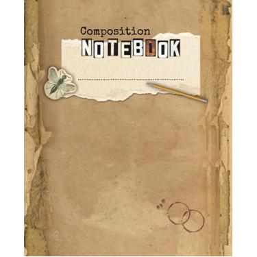 Imagem de Caderno de composição: Vintage, aparência antiga, marrom, robusto, rústico, antigo, simples, pautado largo, papel creme