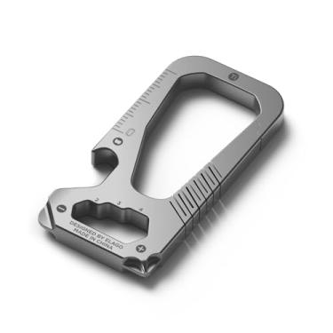 Imagem de elago Chaveiro Mosquetão De Titânio Edc Com Chave De Fenda, Cabeça Chata, Chave Sextavada, Régua, Abridor De Garrafas, Multifuncional, Durabilidade, Leve, Dobradiça Forte, Liberação Rápida Tamanho Do Chaveiro Cinza Escuro