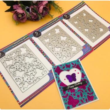 Imagem de Alinacutle 3 peças de cartões recortados em camadas de borboleta, fundo, matrizes de metal cortadas para fazer cartões artesanais, álbuns, álbuns, molde de artesanato de papel