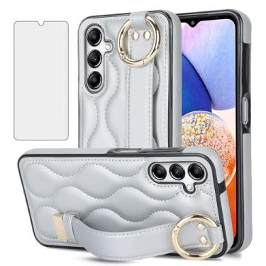 Imagem de Asuwish Capa de telefone para Samsung Galaxy A14/M14 5G com capa protetora de tela e alça de pulso suporte suporte de pulseira anel de borracha de silicone acessórios de célula A 14 4G 14A 14M G5