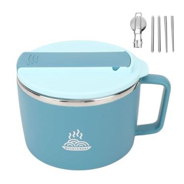 Imagem de Conjunto de tigelas de ramen para micro-ondas, panela de ramen com alças, tigelas de macarrão com tampa e pauzinhos, conjunto de tigelas de macarrão para cozimento de 1200 ml, tigela grande de sopa, l