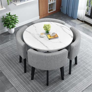 Imagem de Mesa de clube para sala de recepção de escritório, mesas pequenas para sala de conferência, mesa de centro e conjunto de cadeiras para 4 pessoas, mesa de escritório simples, mesa e cadeira r