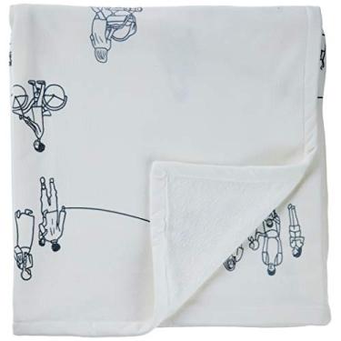 Imagem de Coisas de Nine Cobertor Passeio Branco Amarelado Com Estampa Cinza Único