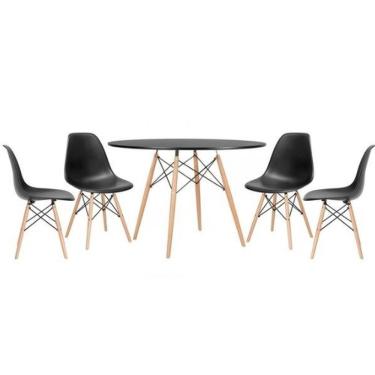 Imagem de Kit - Mesa Redonda Eames 120 Cm Preto + 4 Cadeiras Eiffel Dsw Preto