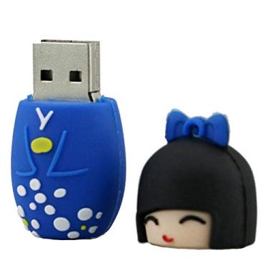 Imagem de 16GB Japanese Girl Model USB Flash Drive USB 3.0 Dispositivo de armazenamento USB Flash Disk USB Drive USB 3.0 Memory Stick USB Stick U Disk Pen Drive USB Flash Memory USB Disk - Azul