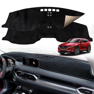 Imagem de BEERTE Capa de painel preta personalizada atualizada para Mazda CX5 2017-2022 2023 antiderrapante tapete de painel protetor de painel de poliéster (sem HUD)