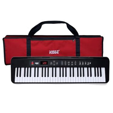 Imagem de Kit Teclado Musical Kobe KB-150 BK Preto 5/8 61 Teclas Com Capa Vermelha