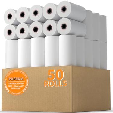 Imagem de PAPRMA Rolos de papel de recibo de 6,3 cm x 15,2 m POS térmicos para caixa registradora de papel para máquina de cartão de crédito (50 rolos)