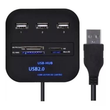 Imagem de Hub Usb2.0 3portas+leitor De Cartão Memória Sd Total 7portas