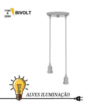 Imagem de Pendente Luminária Lustre Decorativo Soquete Coluna 2 Lâmpadas E-27 va