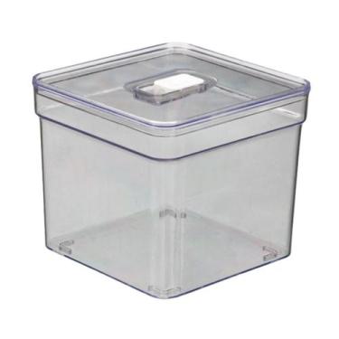 Imagem de Caixa Organizadora Quadrada Transparente Com Tampa Multiuso 1 UN - PLA