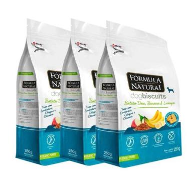 Imagem de Kit 3 Biscoito Formula Natural Cães Porte Pequeno Batata Doce e Banana