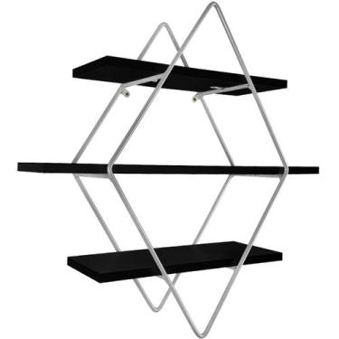 Imagem de Prateleira Tripla Estante Decorativa Livros Quarto Sala Losan Aço MDP 