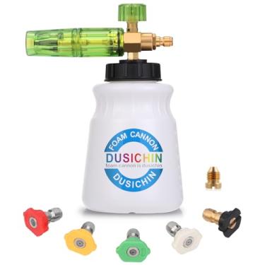 Imagem de DUSICHIN DUS-007 Canhão de espuma de espuma de neve ajustável lavagem a jato de liberação rápida 5 bocais de lavagem de pressão para detalhes de carro lavadora de pressão preto