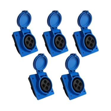 Imagem de 5 pc Tomada Embutir 3P+T 16A Azul 9H 220/250V OMG 4049 - OMEGA