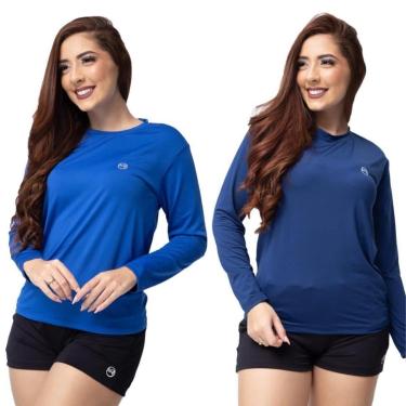 Imagem de Kit 2 Camisa Térmica Feminina Uv 50+ Segunda Pele Proteção Solar-Feminino