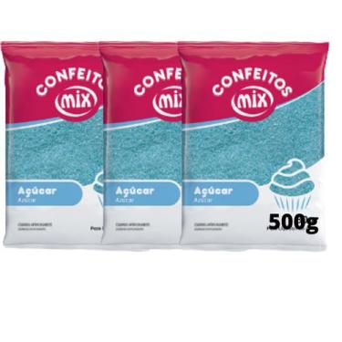 Imagem de Açúcar Colorido Algodão Doce Pipoca Doces Bolo 1,5kg Mix, Azul