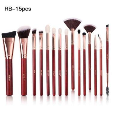 Imagem de Kit Pincéis De Maquiagem Facial BEILI Profissional 15 Pçs RB - ElaShop