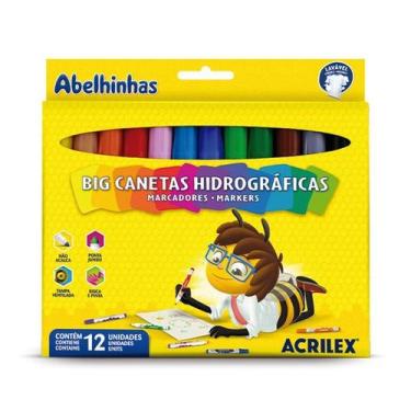 Imagem de Canetinha Jumbo Hidrografica Lavável 12 Cores Acrilex