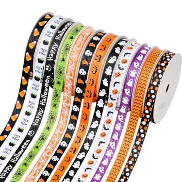 Imagem de YAMA Conjunto de fitas de gorgorão fino de 3/20.3 cm para artesanato, embrulho de presente, decoração de casa, 12 rolos de 60 metros