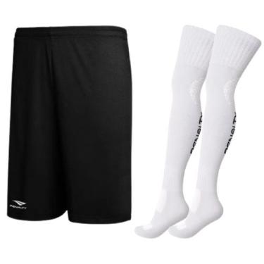 Imagem de Kit Short Futebol Infantil Juvenil e Meião Futebol Penalty, Preto, Bra