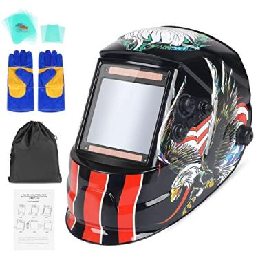 Imagem de NDUUN Capacete de soldagem com escurecimento automático, cor verdadeira, 10 x 9,3 cm, grande visão, movido a energia solar, para máscara de soldador TIG MIG ARC com faixa de sombra ajustável