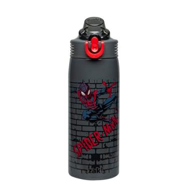 Imagem de Zak Designs Garrafa de água infantil Marvel Spider-Man Sage para escola ou viagem, garrafa de água de aço inoxidável de 540 ml com canudo, alça e tampa de bico pop-up à prova de vazamento, tampa de