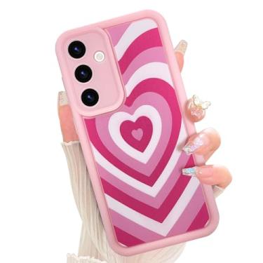 Imagem de AIGOMARA Capa de silicone macio para Samsung Galaxy S24 Plus, design de proteção para câmera com estampa de coração fofo e flexível à prova de choque para mulheres e meninas - rosa