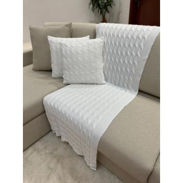 Imagem de Kit Peseira Tricô Decorativa Sofá Cama Solteiro 160x60cm + 2 Capas - C
