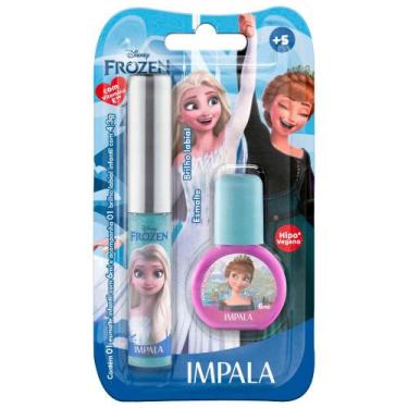 Imagem de Kit Esmalte Infantil 6ml e Brilho Labial Impala Frozen 5+ Anos 4,3g