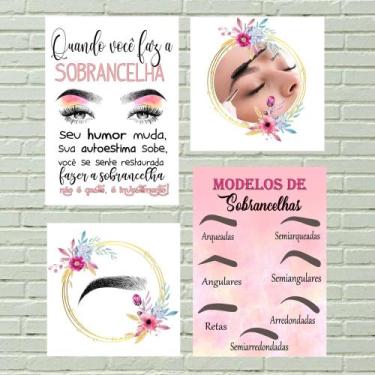 Imagem de Quadros Decorativo 04unid Designer de  Sobrancelhas - FlorEllas, Placa