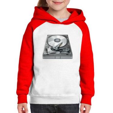 Imagem de Moletom Infantil Disco Rígido HD - Foca na Moda, Branco, Vermelho, 2