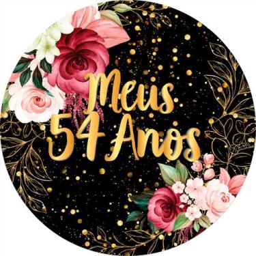 Imagem de Painel De Festa Redondo 1,50x1,50 - Meus 53 Anos Floral 088 - Via Core