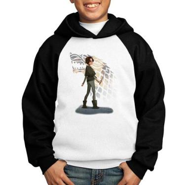 Imagem de Moletom Infantil Arya Stark Art - Foca na Moda, Branco, Preto, 14