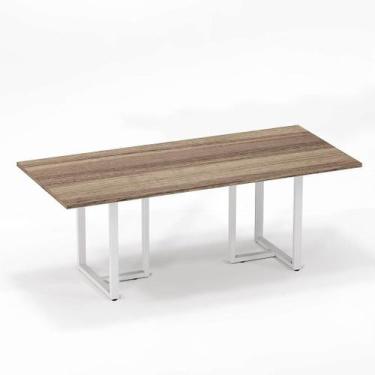 Imagem de Mesa de Reunião Retangular Tubular P25 Pandin 2,6 M Noce Naturale e Br