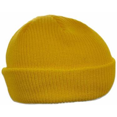 Imagem de Gorro Touca Lenhador Marinheiro Canelada Adulto Unissex Amarelo Copa -